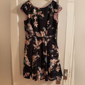 Adrianna Papell Pink and Black Patterned Dress
